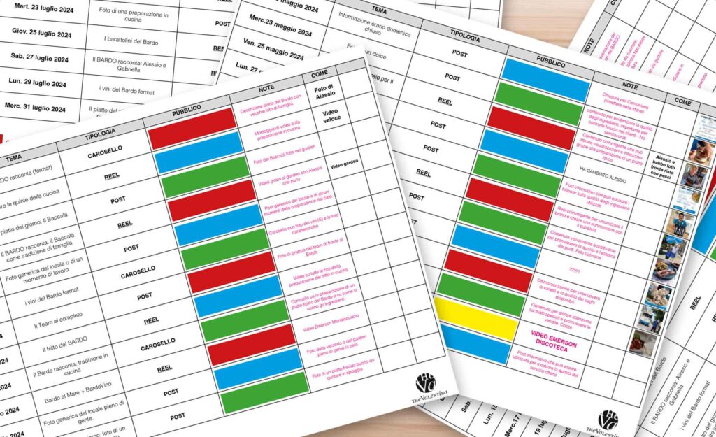 Piano editoriale social media manager